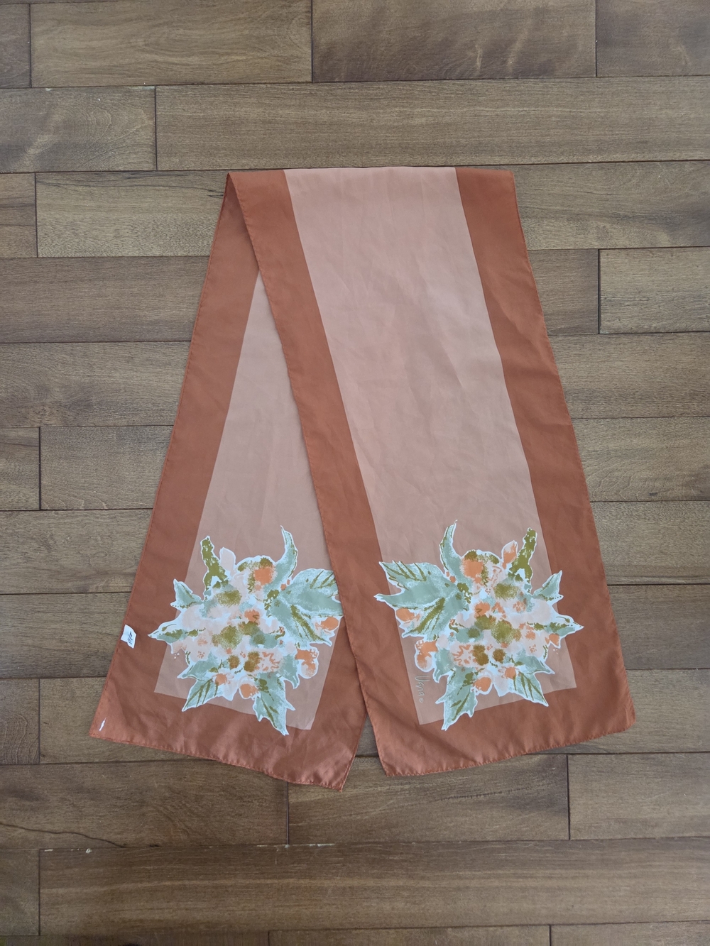 Vana Vintage Rust and Blush Floral-Print Women's Scarf